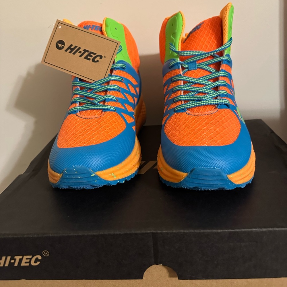 Destructor Men High Top Hiking Shoes Blue Orange Lime Green NIB Sneaker Boots
